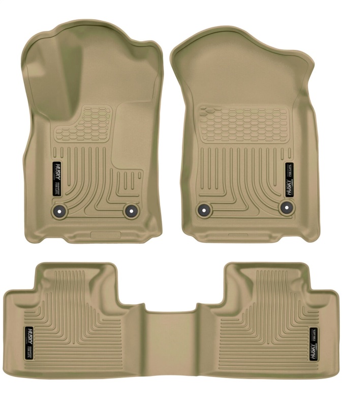Dodge Durango Floor Liners - Front + Second Seat - Husky Liners - Weatherbeater - Tan - `16-`22